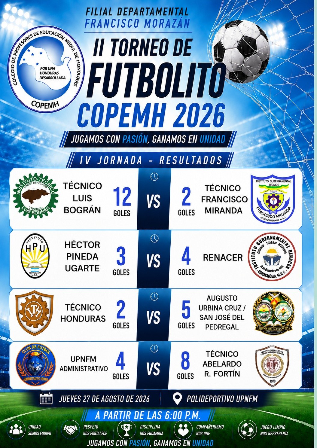 Información oficial del II Torneo de Futbolito COPEMH 2026